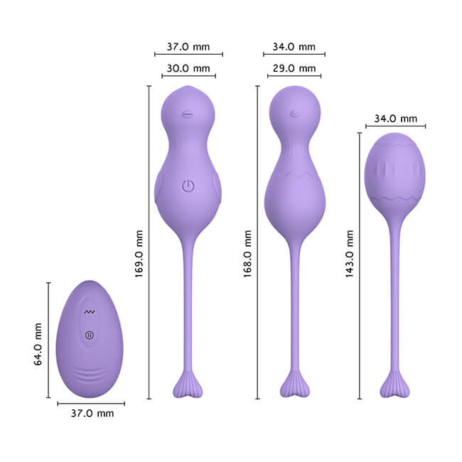 Sizes of Heidi the Kegel Weight System & Love Egg from BlissVixen